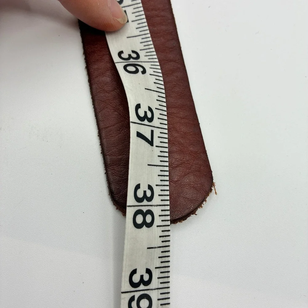 Fossil Brown Leather Belt Womens S Linked Disc Antique Brass Boho Festival